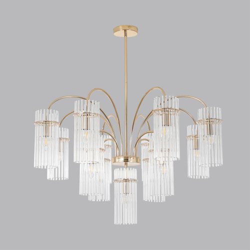 Люстра на штанге Opulenta 8413/13 Lumion прозрачная на 13 ламп, основание латунь в стиле классический фото 3 Люстра на штанге Opulenta 8413/13 Lumion прозрачная на 13 ламп, основание латунь в стиле классический фото 3