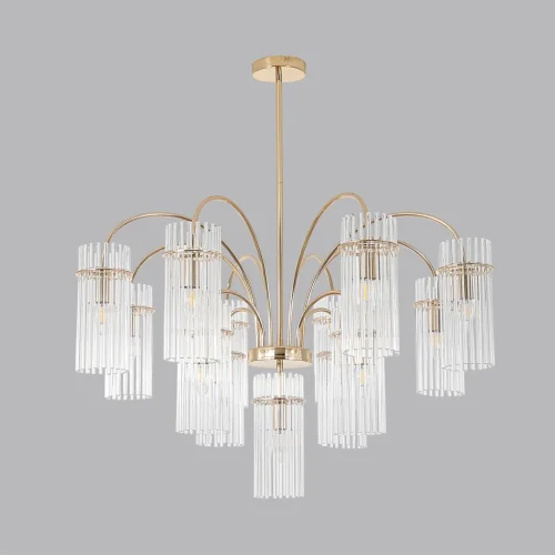 Люстра на штанге Opulenta 8413/13 Lumion прозрачная на 13 ламп, основание латунь в стиле классический фото 3 Люстра на штанге Opulenta 8413/13 Lumion прозрачная на 13 ламп, основание латунь в стиле классический фото 3