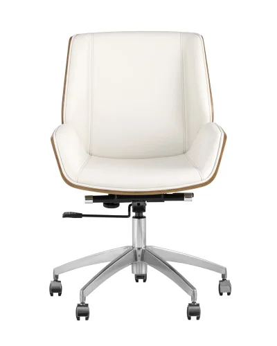 Кресло офисное TopChairs Crown, бежевое УТ000030889 Stool Group, белый/экокожа, ножки/металл/хром, размеры - ****600*620 фото 3