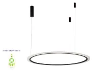 Люстра подвесная LED с пультом MANZANA SP40W LED D1000 BLACK Crystal Lux белая на 1 лампу, основание чёрное в стиле современный с пультом кольца