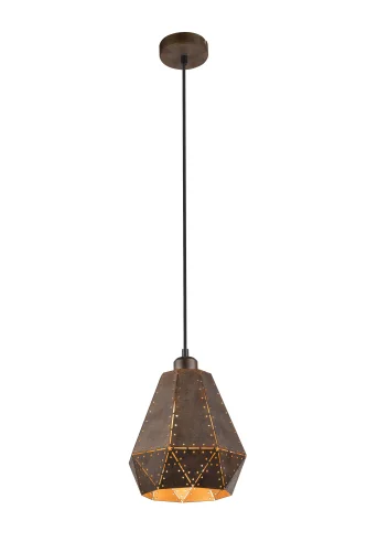 Светильник подвесной лофт RUBY 15276 Globo коричневый 1 лампа, основание коричневое в стиле лофт 