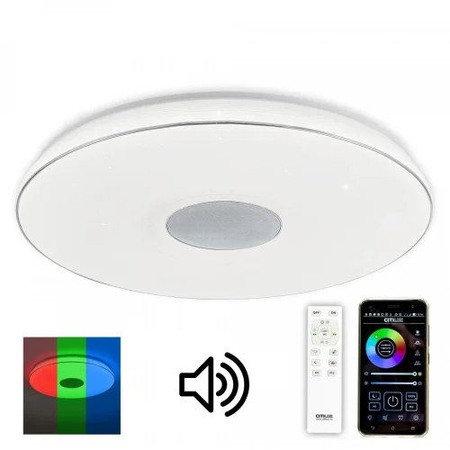 Светильник потолочный LED Старлайт с Bluetooth и пультом Light & Music CL703M100 Citilux белый 1 лампа, основание белое в стиле хай-тек современный с пультом