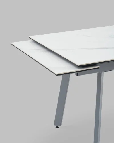 Стол Тайл 140-200/85/75, столешница МДФ16/керамика Snow white, подстолье металл серый УТ000041936 Stool Group столешница из фото 5