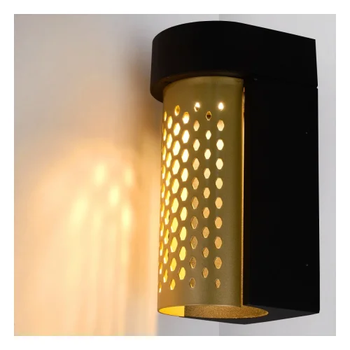 Настенный светильник LED Kiran 45800/10/02 Lucide уличный IP65 чёрный 1 лампа, плафон матовый золото латунь в стиле современный LED фото 5
