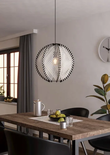 Светильник подвесной Waverton 44006 Eglo белый чёрный на 1 лампу, основание чёрное в стиле современный лофт кантри фото 2