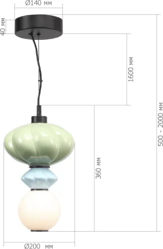 Светильник подвесной LED Florentini SL6134.403.01 ST-Luce зелёный разноцветный на 1 лампу, основание чёрное в стиле современный фото 2