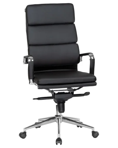 Офисное кресло для руководителей 103F-LMR ARNOLD, цвет чёрный Dobrin, чёрный/экокожа, ножки/металл/хром, размеры - 1130*1180***670*670