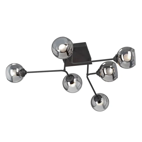 Люстра потолочная V4795-1/6PL Vitaluce чёрная серая на 6 ламп, основание чёрное в стиле арт-деко шар фото 4 Люстра потолочная V4795-1/6PL Vitaluce чёрная серая на 6 ламп, основание чёрное в стиле арт-деко шар фото 4