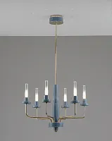 Люстра на штанге LED Atelieri V11692-PL Moderli прозрачная на 6 ламп, основание золотое в стиле современный американский кантри 