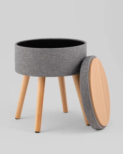 Пуф с ящиком Store Woody, рогожка серая УТ000040158 Stool Group на 1 , основание в стиле современный фото 6
