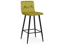 Барный стул Stich khaki 15055 Woodville, зелёный/велюр, ножки/металл/чёрный, размеры - ****430*480