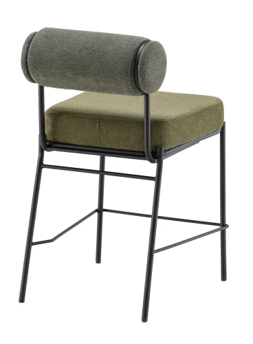 Стул полубарный Ponpoun, зелёный УТ000040469 Stool Group, зелёный/шенилл, ножки/металл/чёрный, размеры - *910***520*635 фото 4