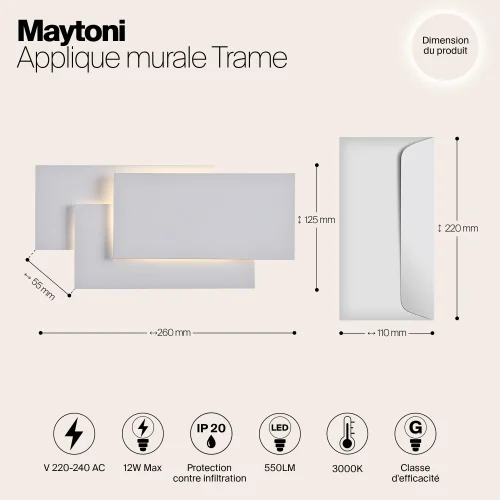 Бра LED Trame C804WL-L12W Maytoni белый на 1 лампу, основание белое в стиле современный фото 12