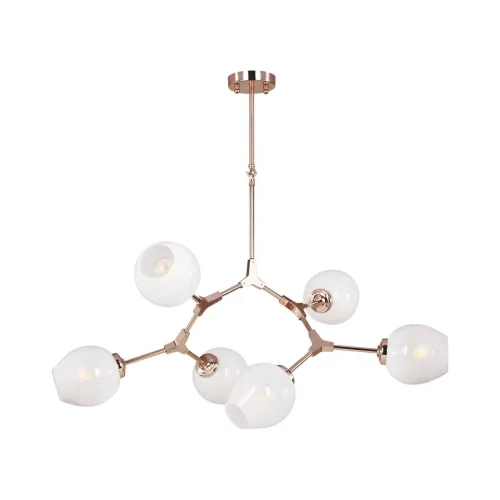 Люстра подвесная Болос Коппер (Bolos Copper) 1743-6P Favourite белая на 6 ламп, основание медь в стиле хай-тек шар