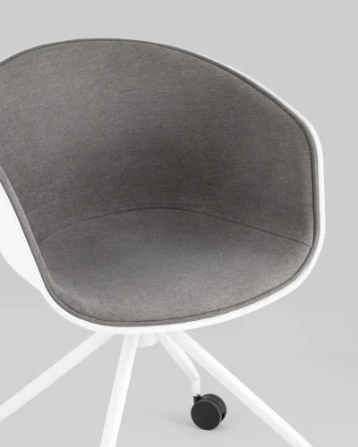 Кресло офисное LIBRA, пластик белый, рогожка серый УТ000036178 Stool Group, серый/рогожка, ножки/металл/белый, размеры - *810***600*535 фото 7