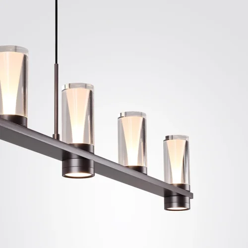 Светильник подвесной Defance 7143/45L Odeon Light прозрачный на 7 ламп, основание серое чёрное в стиле современный классический линейный фото 5
