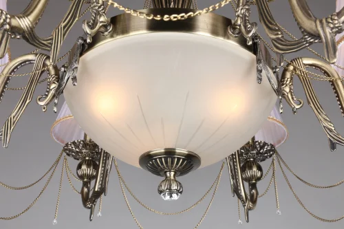 Люстра подвесная Crastu OML-75003-09 Omnilux белая на 7 ламп, основание бронзовое в стиле классический  фото 4