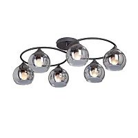 Люстра потолочная V4965-1/6PL Vitaluce чёрная серая на 6 ламп, основание чёрное в стиле арт-деко шар