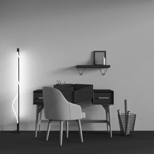 Торшер LED Tau MOD166FL-L15B3K Maytoni  белый 1 лампа, основание чёрное в стиле минимализм хай-тек современный
 фото 2
