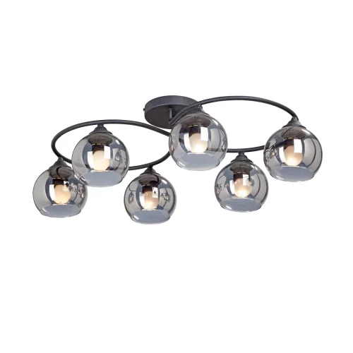 Люстра потолочная V4965-1/6PL Vitaluce чёрная серая на 6 ламп, основание чёрное в стиле арт-деко шар Люстра потолочная V4965-1/6PL Vitaluce чёрная серая на 6 ламп, основание чёрное в стиле арт-деко шар