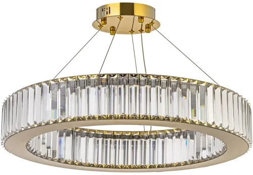 Люстра подвесная хрустальная LED Anzio L 1.5.60.100 G Arti Lampadari прозрачная на 1 лампа, основание золотое в стиле современный кольца