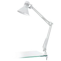 Настольная лампа на струбцине FIRMO 90872 Eglo белая 1 лампа, основание белое полимер металл в стиле для кабинета, офиса 