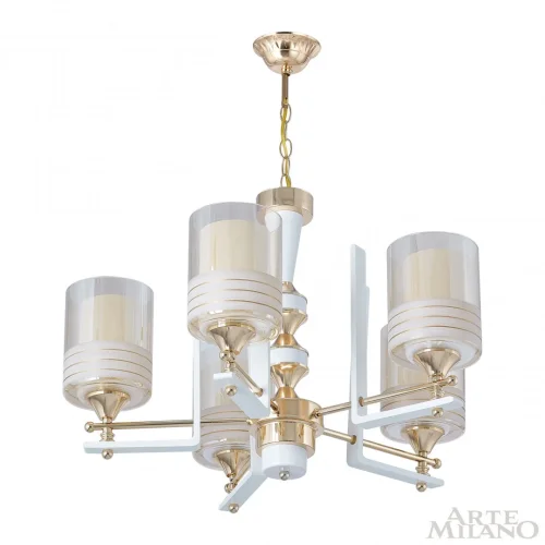 Люстра подвесная Florentia-6087 306087/5 Wh/Gd Arte Milano белая на 5 ламп, основание золотое в стиле современный арт-деко фото 4