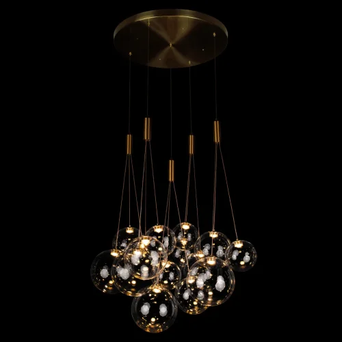 Светильник подвесной LED Pop it 10270/D15 LOFT IT прозрачный на 15 ламп, основание золотое в стиле современный каскад фото 2