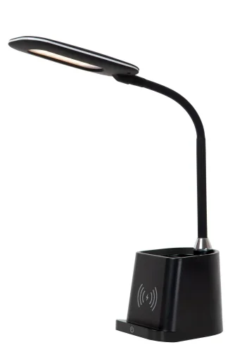 Настольная лампа офисная LED Penny 18674/06/30 Lucide чёрная 1 лампа, основание чёрное металл в стиле современный 