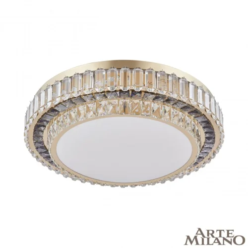 Люстра потолочная LED с пультом AM-Toskana 319133/D600 GD Arte Milano белая на 1 лампу, основание золотое в стиле современный с пультом