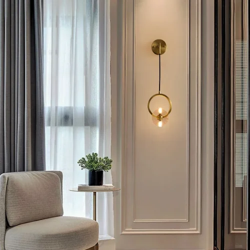 Настенный светильник ADONICA WALL 211951-26 ImperiumLoft прозрачный на 2 лампы, основание латунь в стиле современный фото 6