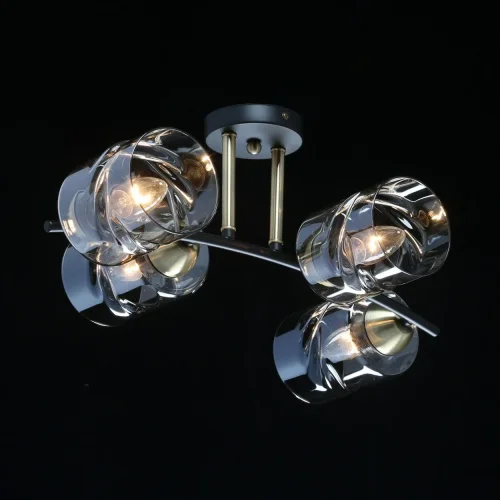 Люстра потолочная Олимпия 638017704 DeMarkt бежевая на 4 лампы, основание чёрное в стиле современный  фото 2
