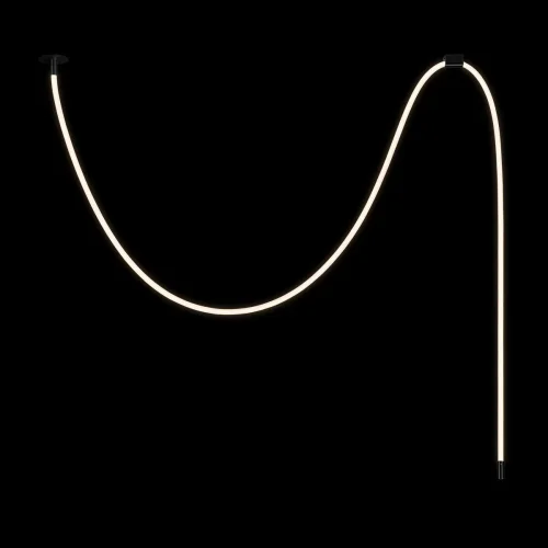 Светильник подвесной LED Thread 10388A Black LOFT IT белый на 1 лампу, основание чёрное в стиле хай-тек современный минимализм гибкий неон