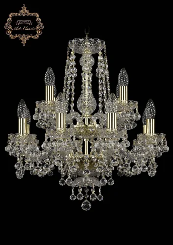 Люстра подвесная хрустальная 11.26.8+4.165.2d.Gd.B Bohemia Art Classic прозрачная на 12 ламп, основание золотое в стиле классический 
