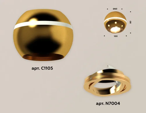 Светильник накладной Techno spot XS1105011 Ambrella light золотой жёлтый 1 лампа, основание золотое жёлтое в стиле современный круглый фото 3