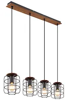 Светильник подвесной Willa 54037-4H Globo чёрный 4 лампы, основание коричневое чёрное в стиле современный лофт 