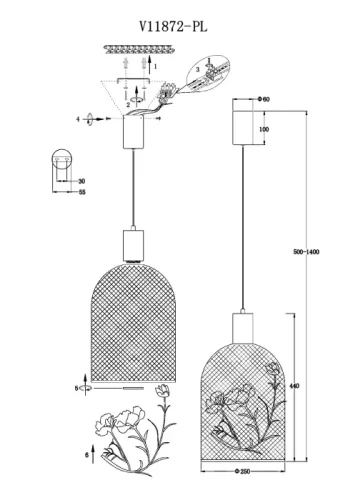 Светильник подвесной LED Ophelia V11872-PL Moderli розовый золотой на 1 лампу, основание розовое золотое в стиле современный арт-деко фото 4 Светильник подвесной LED Ophelia V11872-PL Moderli розовый золотой на 1 лампу, основание розовое золотое в стиле современный арт-деко фото 4
