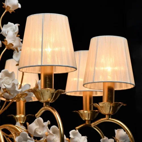 Люстра подвесная Сицилия 282012008 Chiaro белая на 8 ламп, основание золотое в стиле классический флористика  фото 5