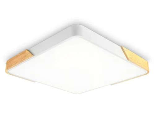 Светильник потолочный LED FZ1313 Ambrella light белый 1 лампа, основание коричневое белое в стиле современный хай-тек тарелка квадраты