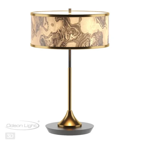 Настольная лампа Bergi 5064/2T Odeon Light серая бежевая на 2 лампы, основание чёрное античное бронза металл в стиле современный фото 5