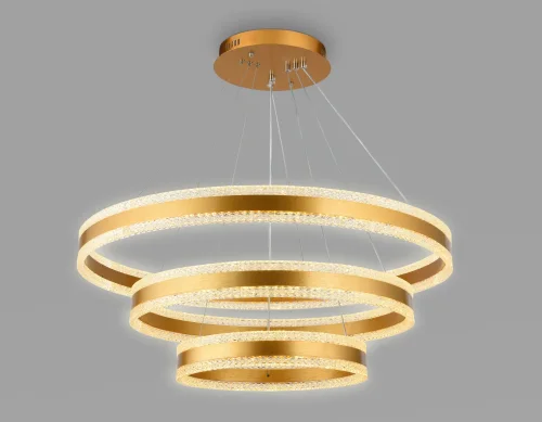 Люстра подвесная LED с пультом FA6183 Ambrella light прозрачная золотая на 1 лампа, основание золотое в стиле современный хай-тек с пультом кольца фото 5