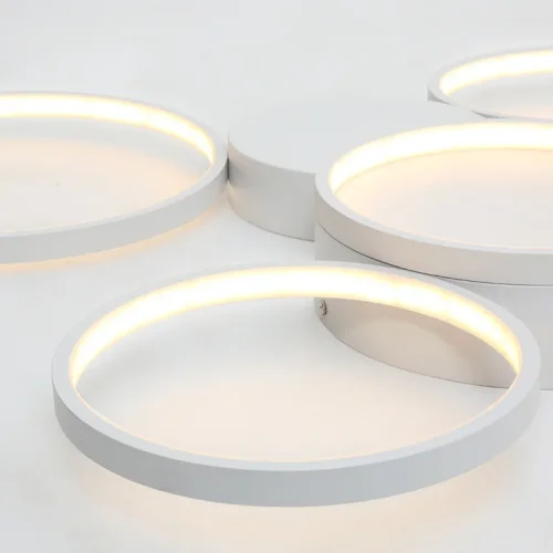 Люстра потолочная в виде колец TWINE 5 rings White 204615-26 ImperiumLoft белая на 1 лампа, основание белое в стиле современный кольца фото 3