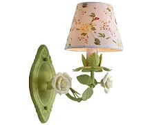 Бра Fiori di rose W107.1 Lucia Tucci белый на 1 лампу, основание зелёное в стиле прованс флористика Бра Fiori di rose W107.1 Lucia Tucci белый на 1 лампу, основание зелёное в стиле прованс флористика