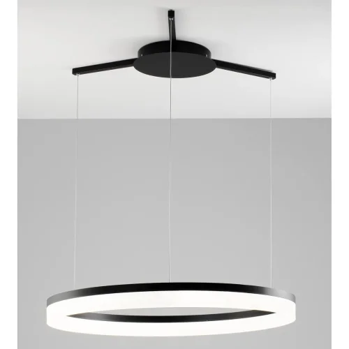 Светильник подвесной LED Via V1723-PL Moderli белый на 1 лампу, основание чёрное в стиле хай-тек кольца