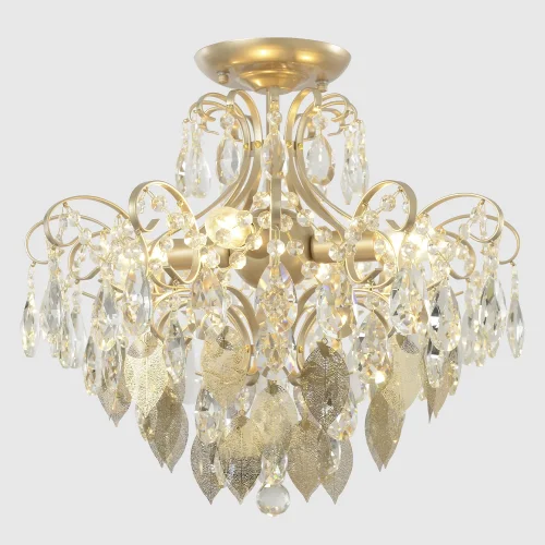 Люстра потолочная ESMIRALDA PL4 GOLD Crystal Lux прозрачная на 4 лампы, основание золотое в стиле арт-деко фото 5