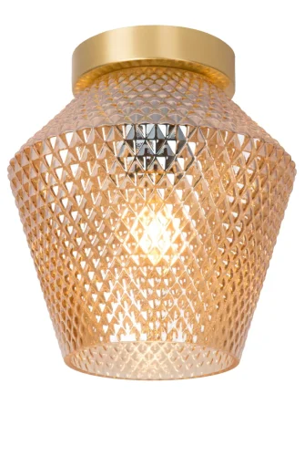 Светильник потолочный Rosalind 03134/01/62 Lucide янтарный 1 лампа, основание матовое золото латунь в стиле винтаж 