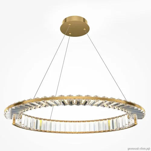 Люстра подвесная LED Krone P097PL-L36BS3K1 Maytoni прозрачная на 1 лампа, основание латунь в стиле современный кольца