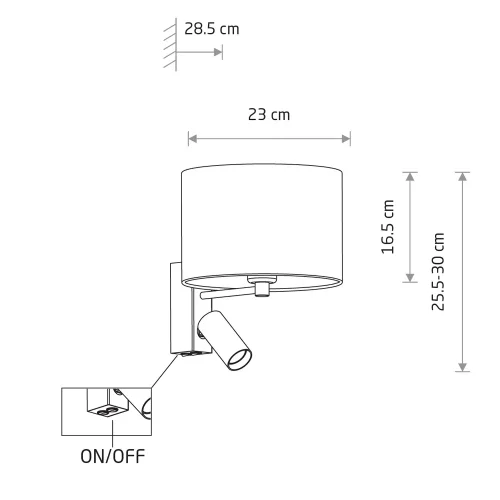 Бра с выключателем Santana A 11654-NW Nowodvorski бежевый на 1 лампу, основание золотое в стиле современный для чтения фото 5
