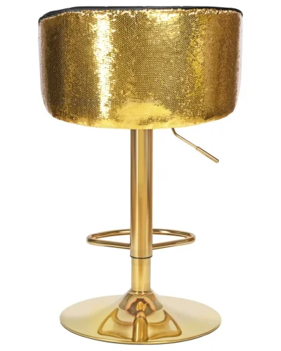 Стул барный 5025_GoldBase_Shiny-LM DARCY GOLD SHINY, цвет сиденья черный велюр с золотыми пайетками, цвет основания золото Dobrin, чёрный/велюр, ножки/металл/золотой, размеры - 860*1070***510*460 фото 5
