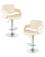Стул барный набор 2 шт. SET-2 3460-LM TIESTO, цвет сиденья кремовый, цвет основания хром Dobrin, /экокожа, ножки/металл/хром, размеры - 950*1170***560*570 Стул барный набор 2 шт. SET-2 3460-LM TIESTO, цвет сиденья кремовый, цвет основания хром Dobrin, /экокожа, ножки/металл/хром, размеры - 950*1170***560*570